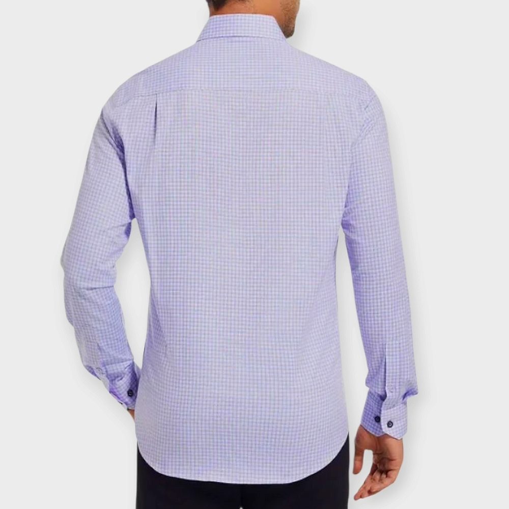 Duchamp London Men Luxury Purple White Shirt Long Sleeve Slim Fit Cotton XXL (18 - Picture 7 of 13